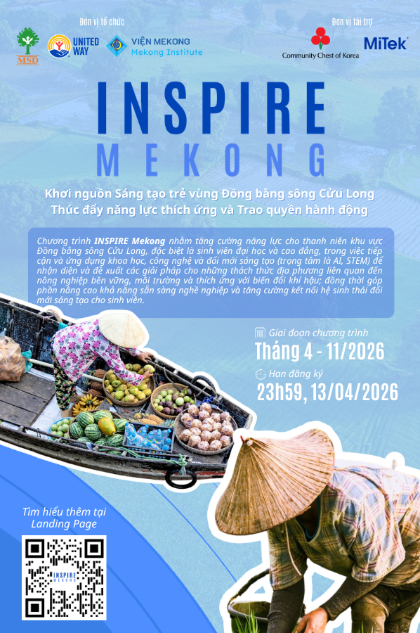 Chính thức phát động dự án Inspire Mekong – khơi nguồn sáng tạo trẻ vùng ĐBSCL – thúc đẩy năng lực thích ứng & trao quyền hành động