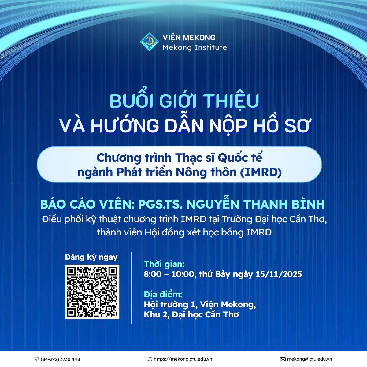 Buổi giới thiệu và hướng dẫn nộp hồ sơ học bổng chương trình Thạc sĩ Quốc tế ngành Phát triển Nông thôn (IMRD)